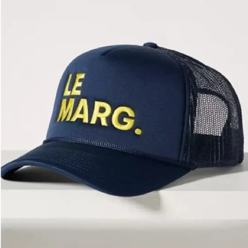 Anthropologie Le Marg New  Navy and Yellow Trucker Hat